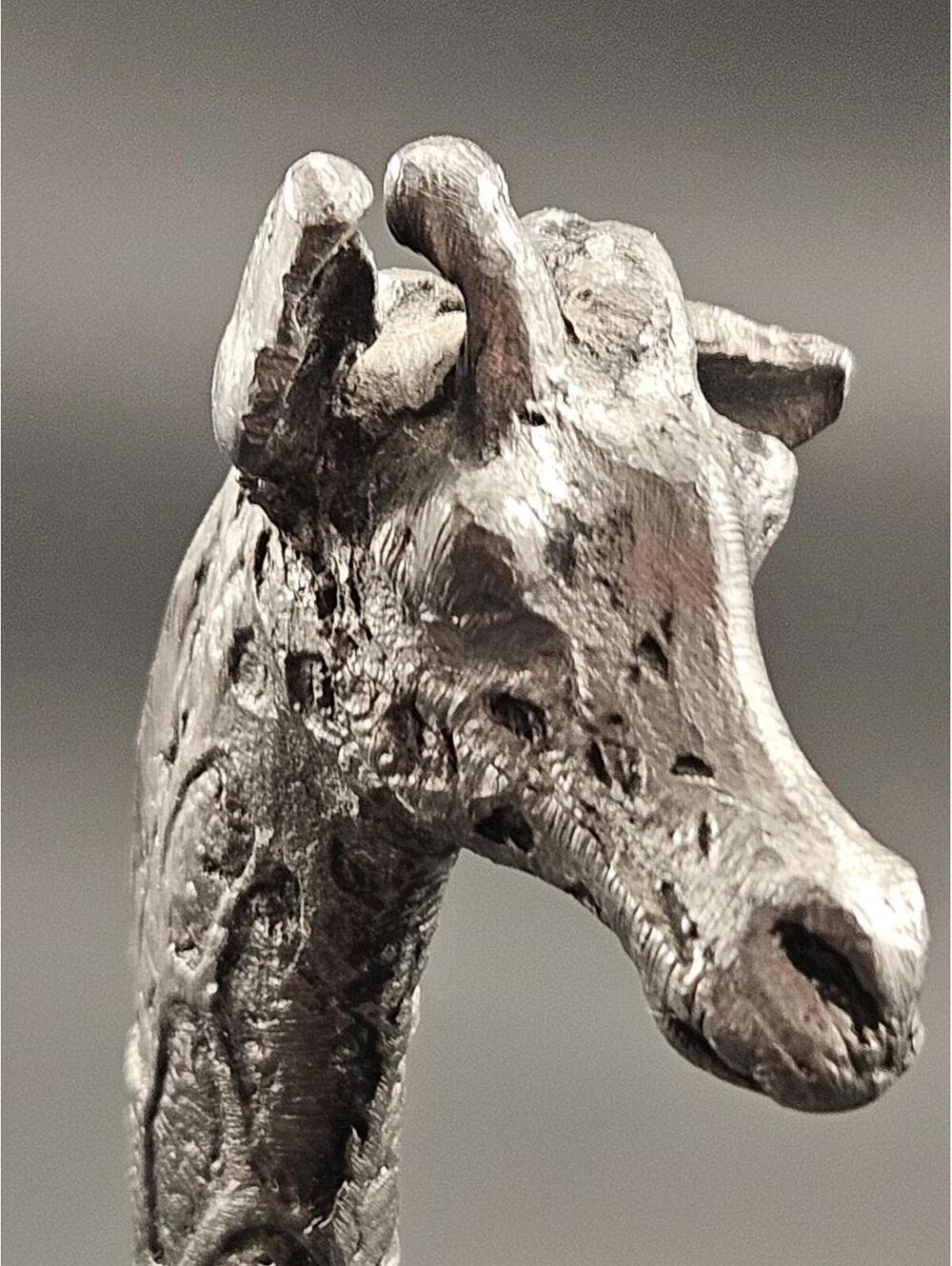 970s Pewter Giraffe Figurine Signed M.R. Bartlett Safari Wildlife Sculpture 6.5" - Picture 9 of 14